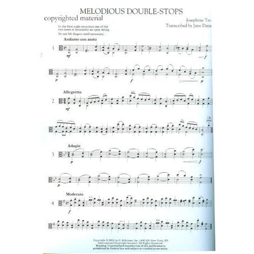 Trott - Melodious Double Stops, Viola Book 1 Published by G Schirmer