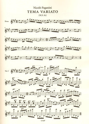 Paganini, Niccolo - Tema Variato, M.S. 82 - for Solo Violin - Ricordi Edition