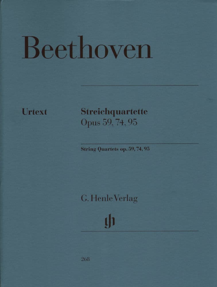 Beethoven, Ludwig - String Quartets Op 59, 74, 95 for Two Violins, Viola and Cello -  Henle Verlag URTEXT Edition
