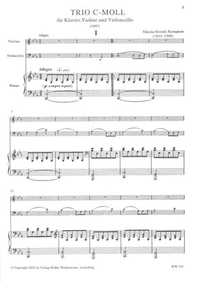 Rimsky-Korsakov, Nikolai - Piano Trio in C Major For Violin, Cello, and Piano Peters Edition