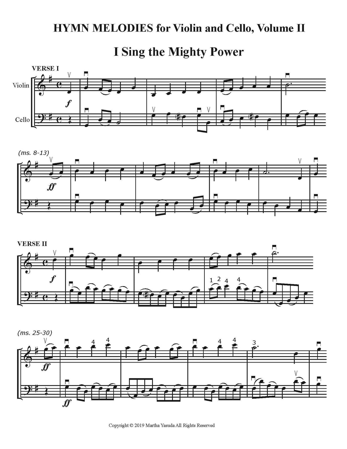 Yasuda, Martha - Hymn Melodies For Violin and Cello, Volume II - Digital Download