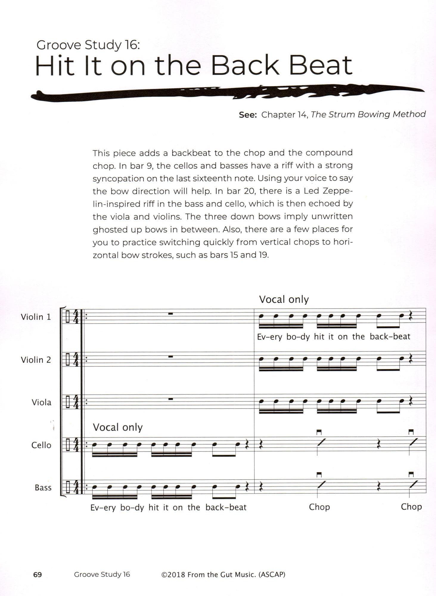22 Groove Studies for Strings by Tracy Silverman, Companion to The Strum Bowing Method