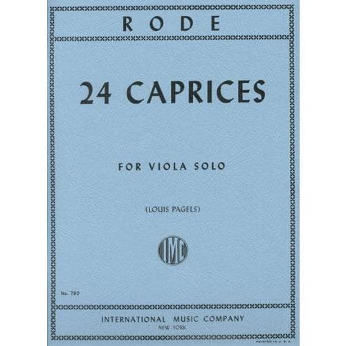 Rode - 24 Caprices For Viola Edited by Pagels Published by International Music Company