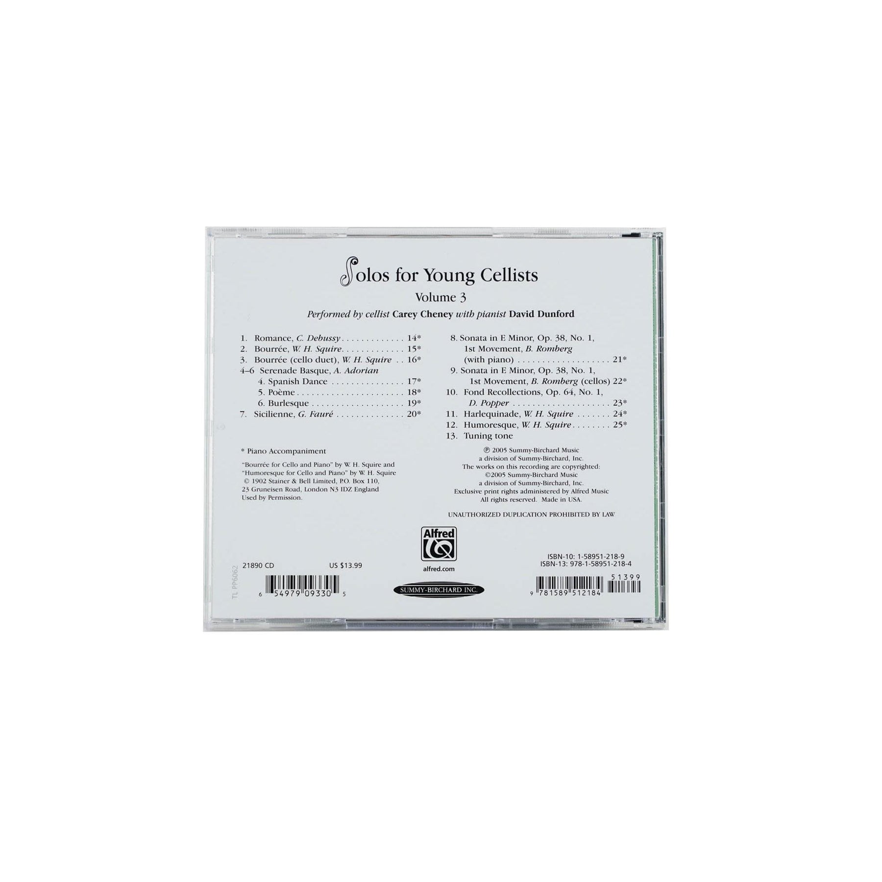 Solos for Young Cellists: Volume 3 CD by Carey Cheney