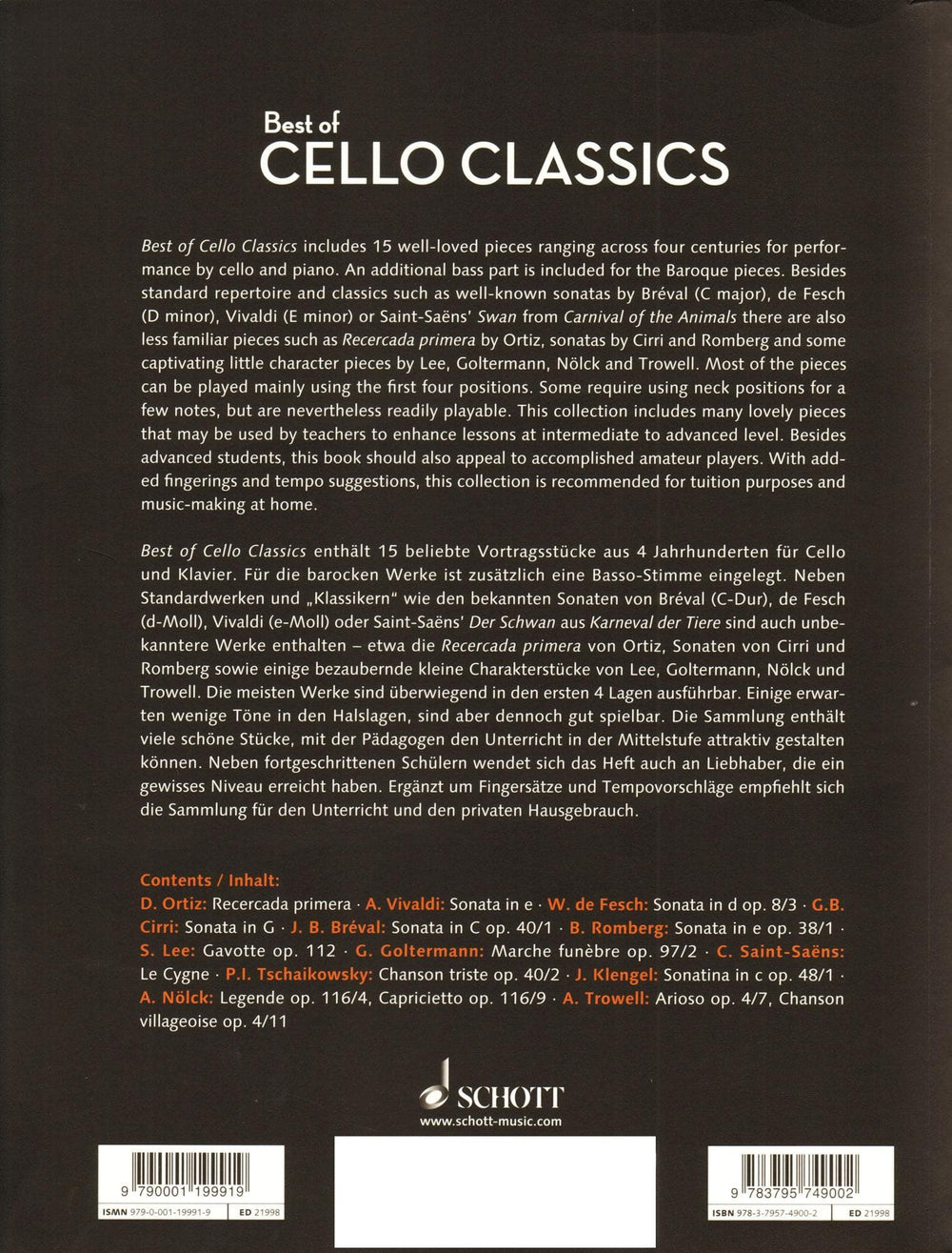 Cello Repertoire Famous Concert Pieces & Sheet Music