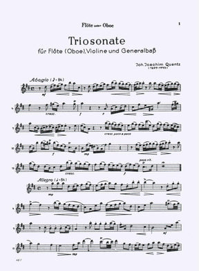 Quantz - Trio Sonata in D Major For Flute Violin and Cello Score & Parts Published by Alfred Music Publishing