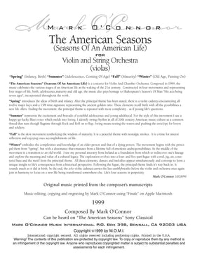 O'Connor, Mark - American Seasons for Violin and String Orchestra - Violas - Digital Download