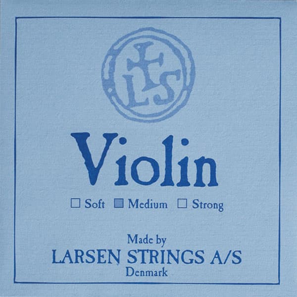 Larsen Violin String Set with Silver D and Gold E Ball End - 4/4 Size - Medium Gauge
