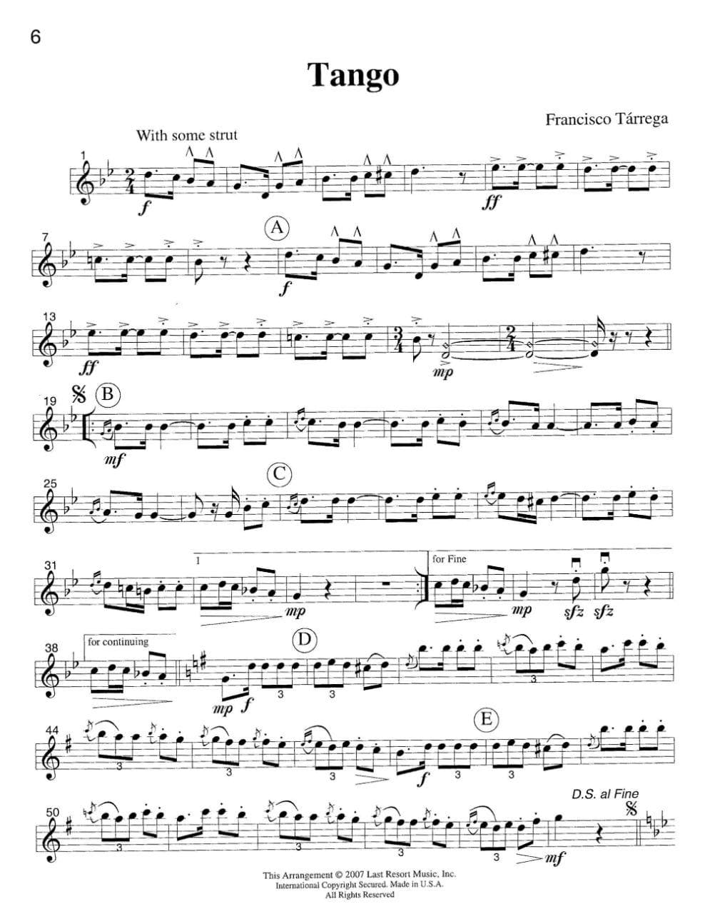 Tango Sheet Music for Violin & Viola Duet