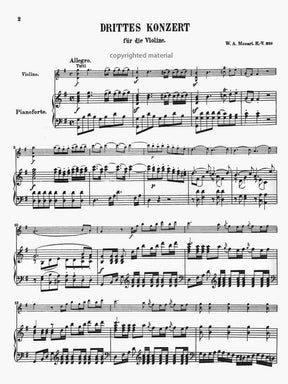 Mozart, WA - Concerto No 3 in G Major, K 216 - Violin and Piano - Kalmus Edition