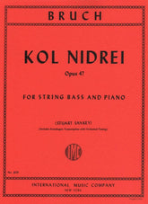 Bruch, Max - Kol Nidre Op 47 for Double Bass and Piano - Arranged by Sankey/Reinshagen - International Edition