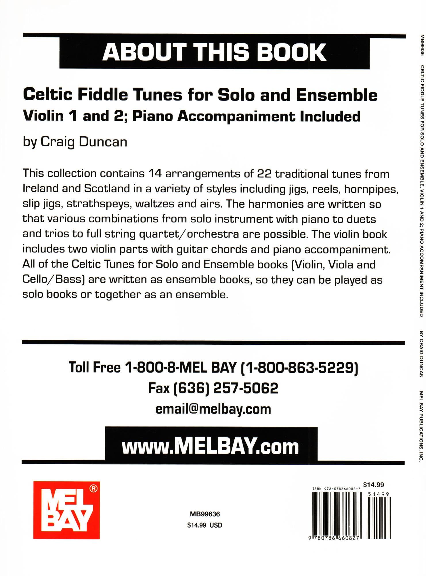 Duncan - Celtic Fiddle Tunes for Solo and Ensemble - 1 or 2 Violins with Piano Accompaniment - Mel Bay Publications