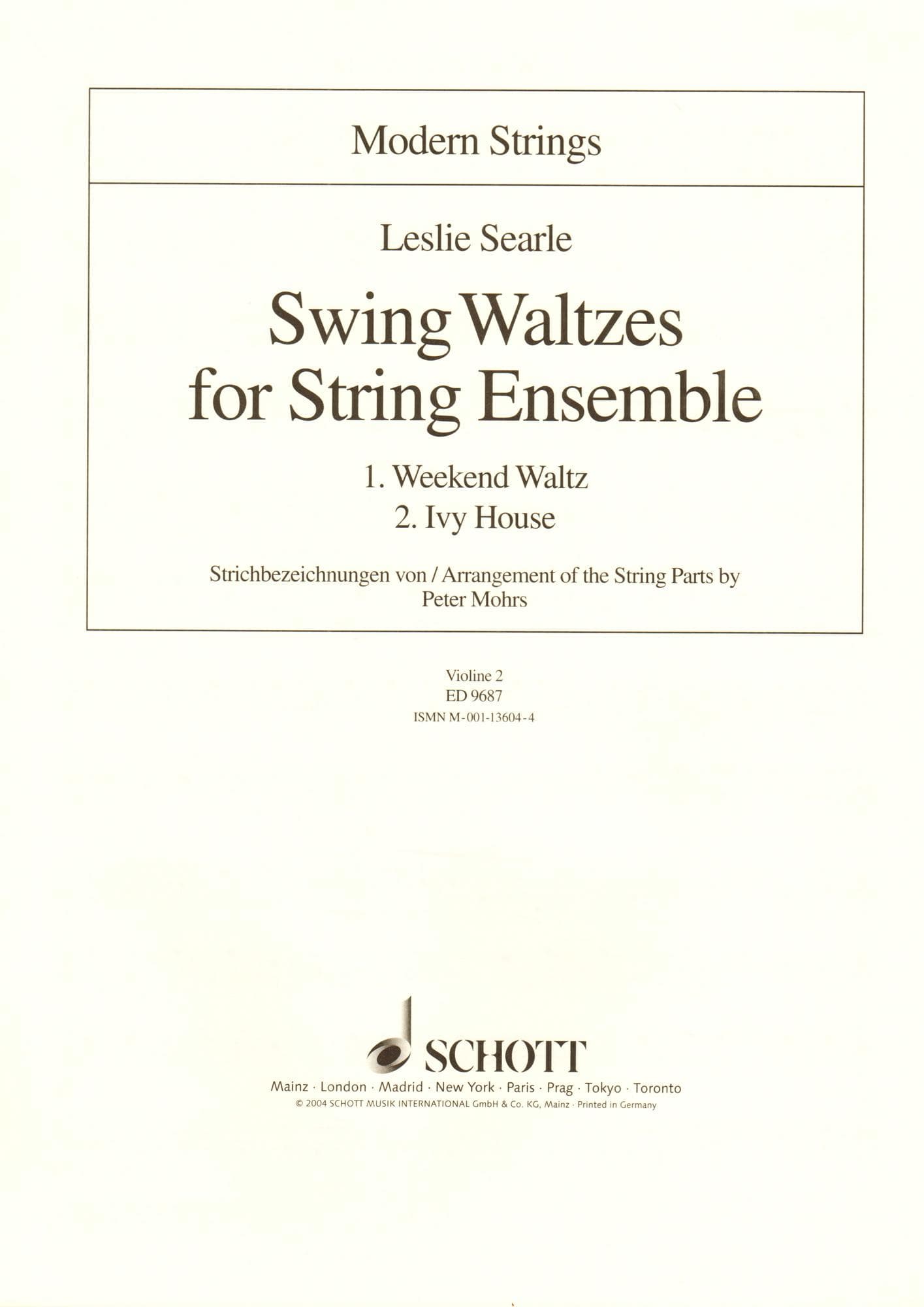 Searle, Leslie - Swing Waltzes for String Ensemble Score and Parts Published by Schott Music