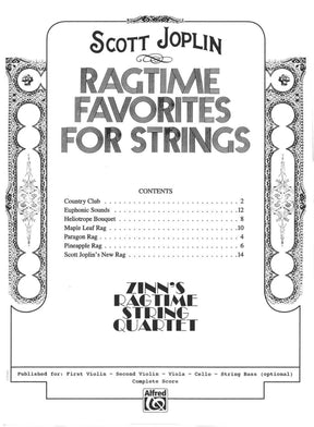 Joplin, Scott - Ragtime Favorites for Strings - Violin 1 part - arranged by William Zinn - Belwin-Mills Publishing