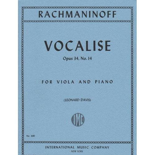 Rachmaninoff - Vocalise Op 34 No 14 For Viola Edited by Davis Published by International Music Company
