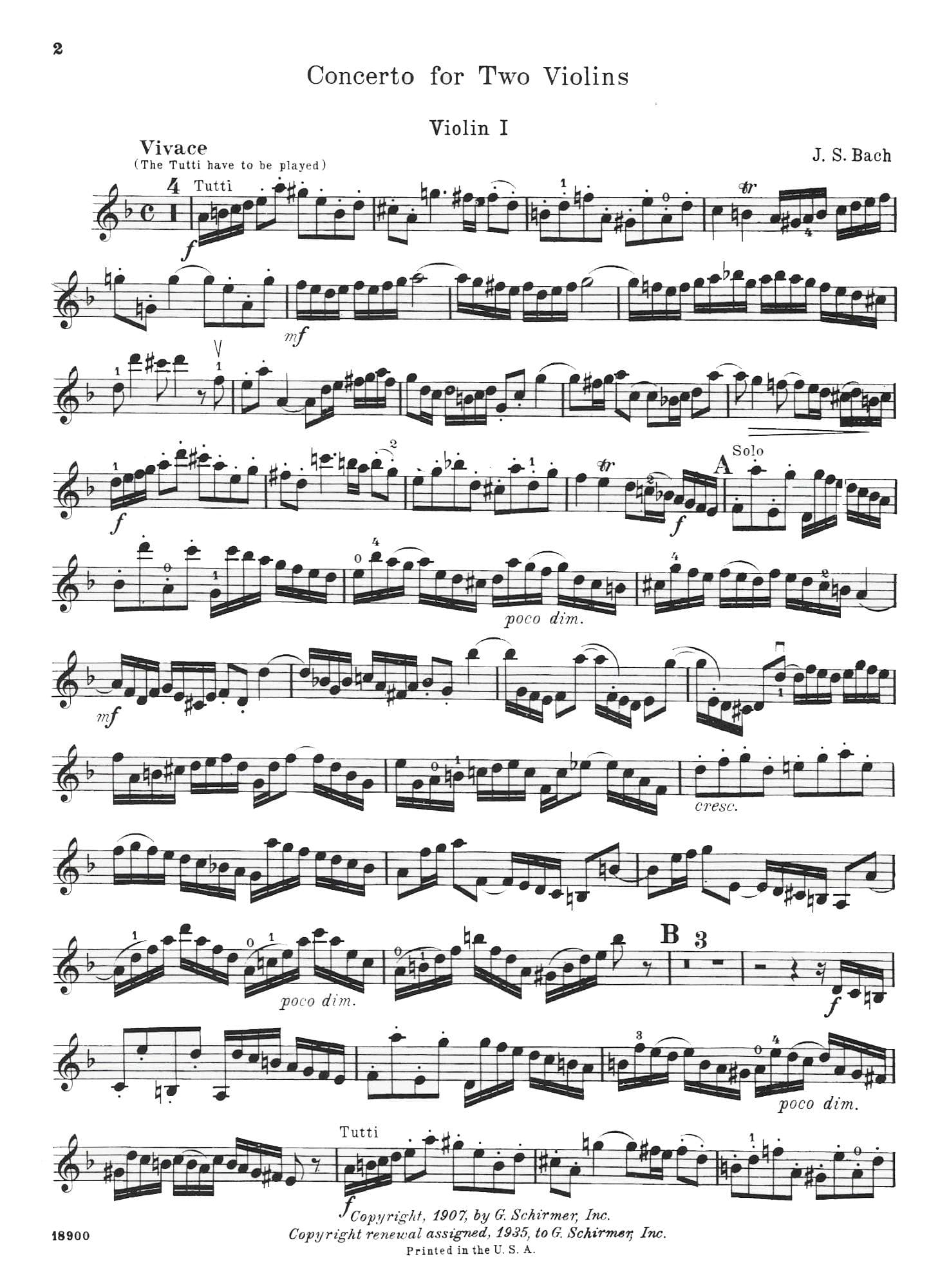 Bach Double Violin Sheet Music