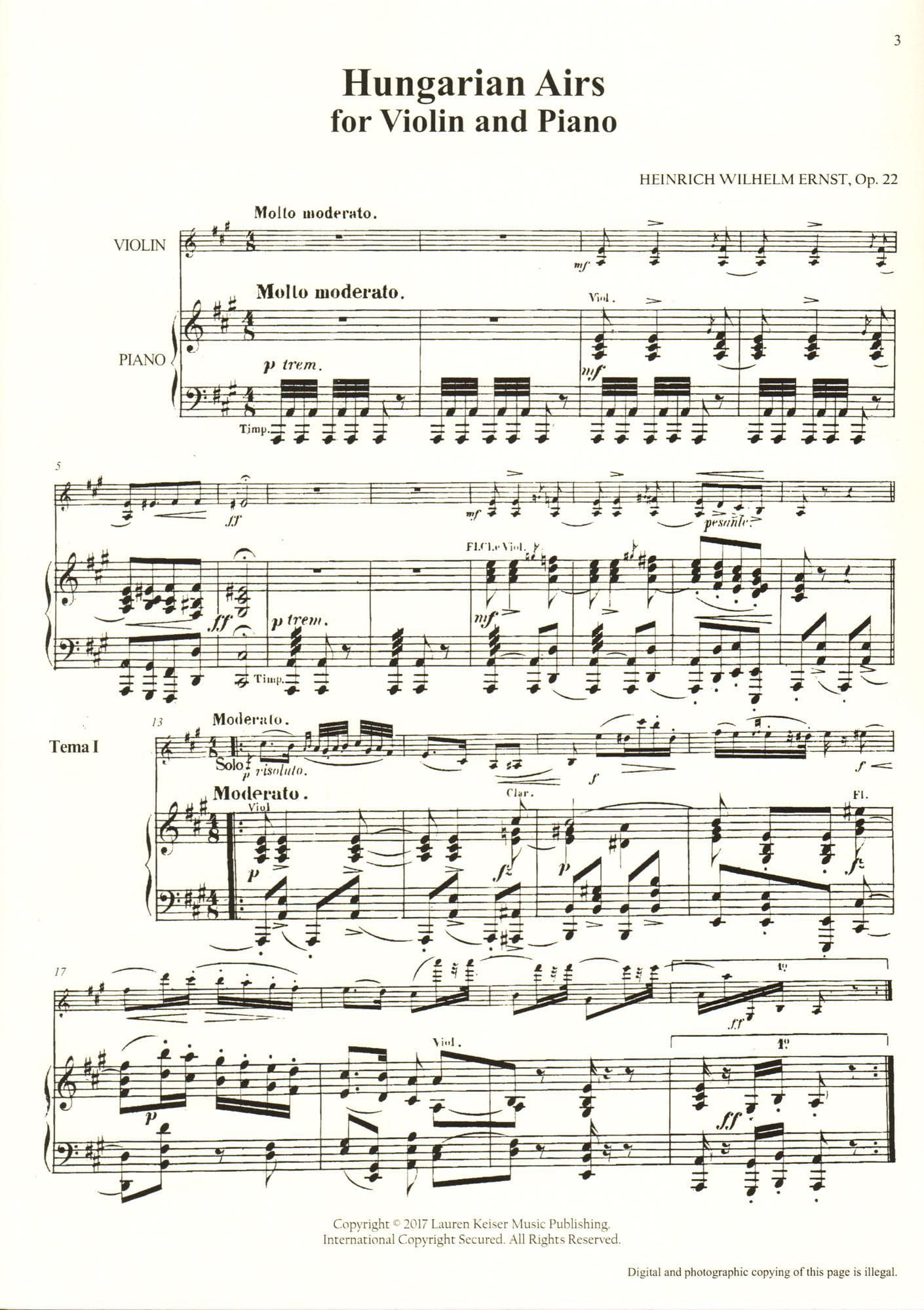 H.W. Ernst - Hungarian Airs, Op. 22 - for Violin and Piano - with Analytical Studies & Excercises by Sevcik (Op. 16, No. 42) - edited by Stephen Shipps