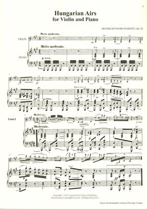 H.W. Ernst - Hungarian Airs, Op. 22 - for Violin and Piano - with Analytical Studies & Excercises by Sevcik (Op. 16, No. 42) - edited by Stephen Shipps