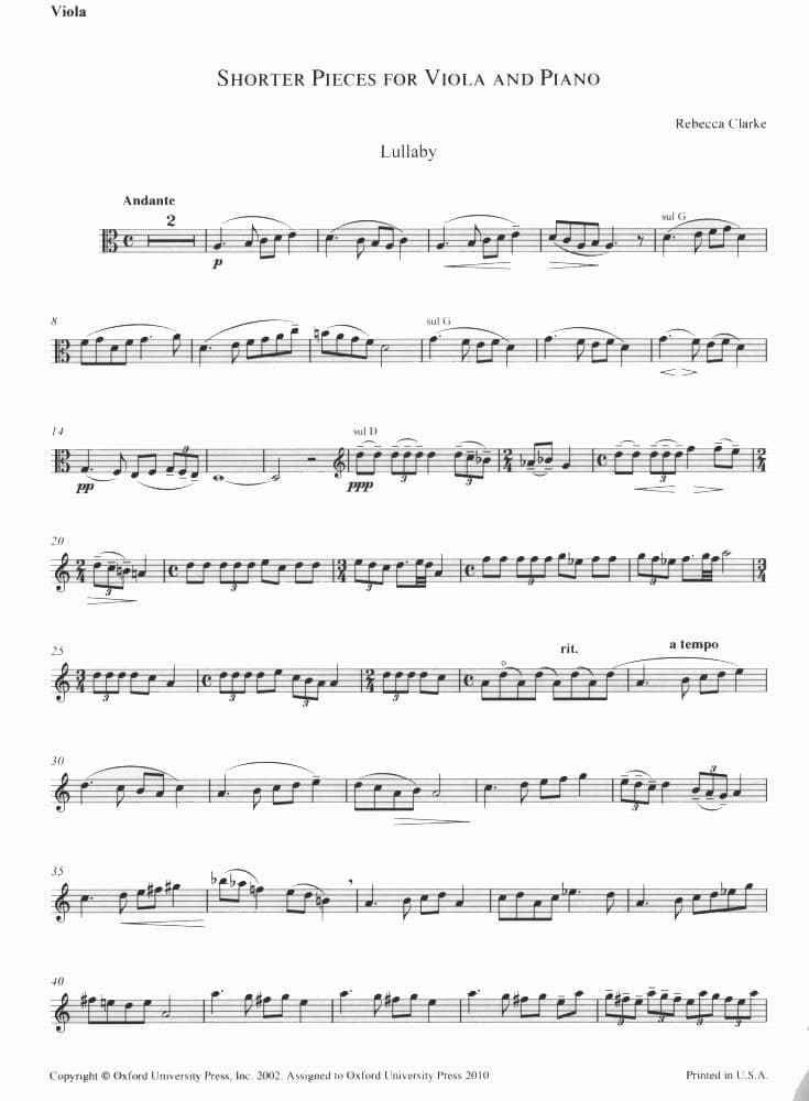 Clarke, Rebecca - Shorter Pieces for Viola and Piano - Oxford University Press Publication