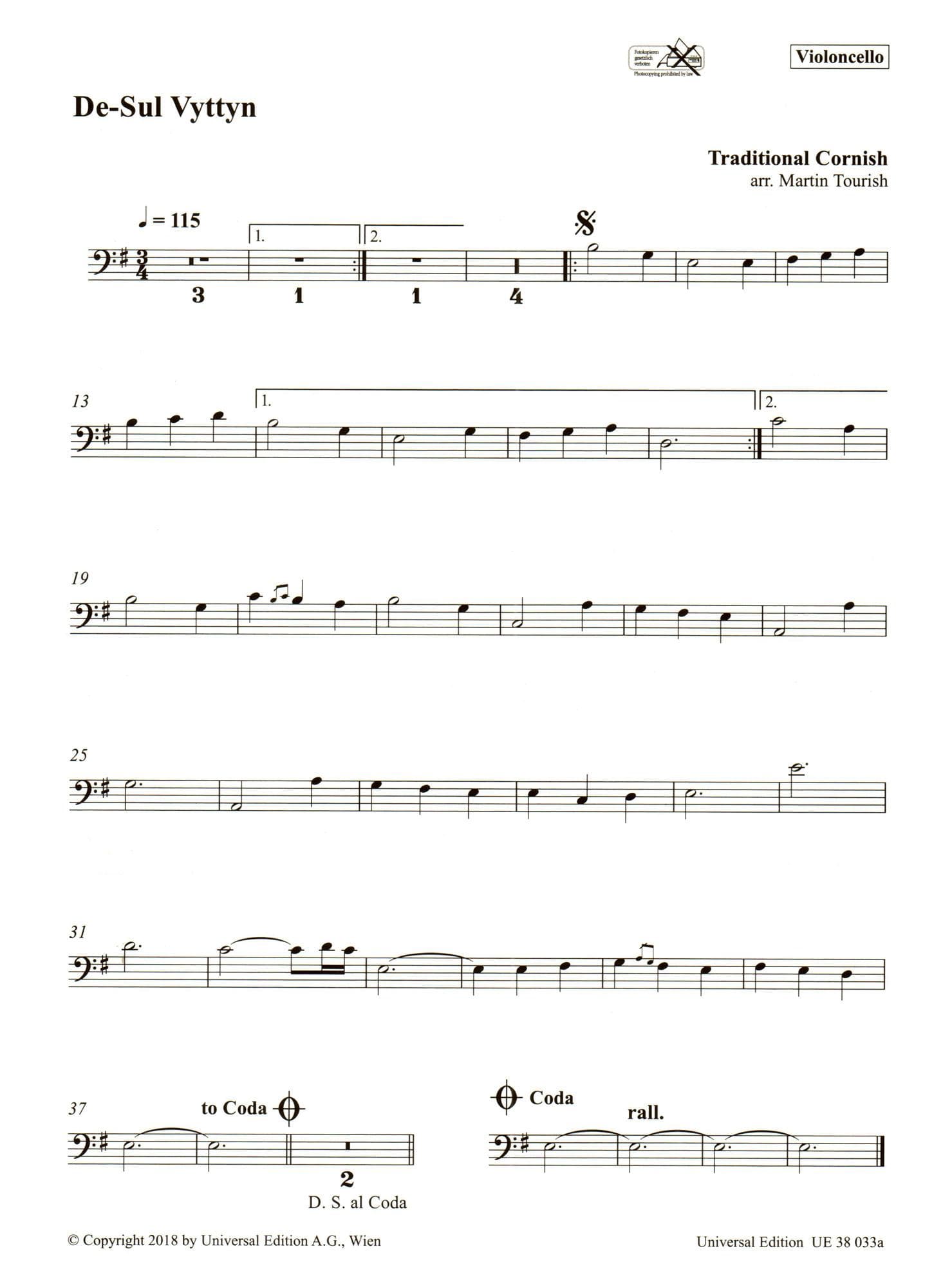 Celtic Play Along - for Cello and Piano - Includes CD Accompaniment - Universal Edition