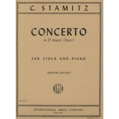 Stamitz - Concerto In D Major Op 1  For Viola and Piano Edited by Katims Published by International Music Company