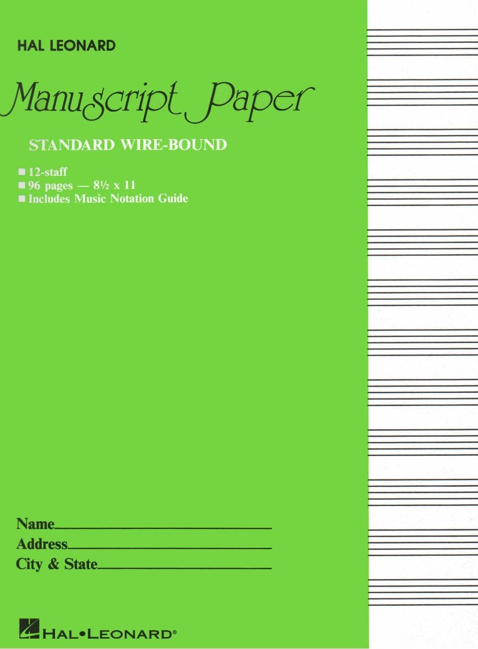 Standard Wirebound Manuscript Paper. Published by Hal Leonard.