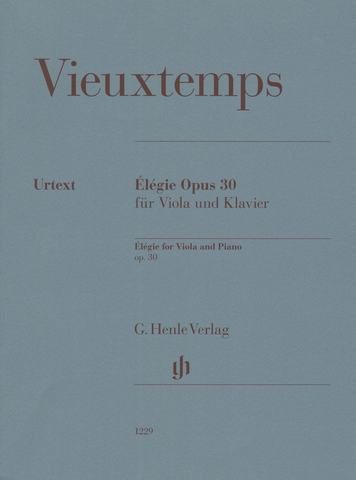 Vieuxtemps, Henri - Elegie, Opus 30 - for Viola and Piano - edited by Jost and Zimmermann - G Henle URTEXT