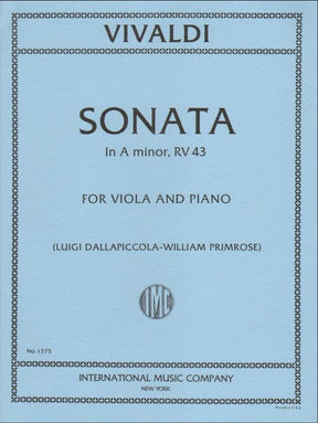 Vivaldi, Antonio - Sonata No 3 in a minor, RV 43 - for Viola - edited by William Primrose - International Music Company