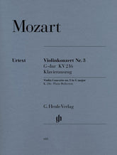 Mozart, WA - Concerto No 3 in G Major, K 216 - Violin and Piano - edited by Wolf-Dieter Seiffert - G Henle Verlag URTEXT
