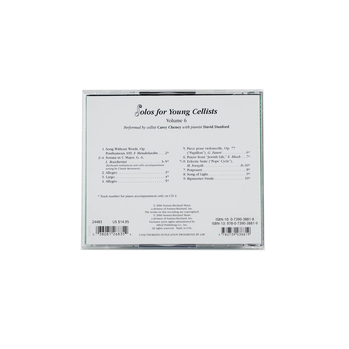 Solos for Young Cellists: Volume 6 CD by Carey Cheney