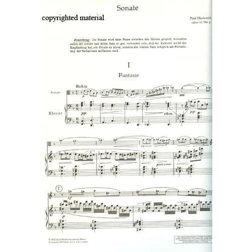 Hindemith, Paul - Sonata, Op 11, No 4 - Viola and Piano - Schott Edition