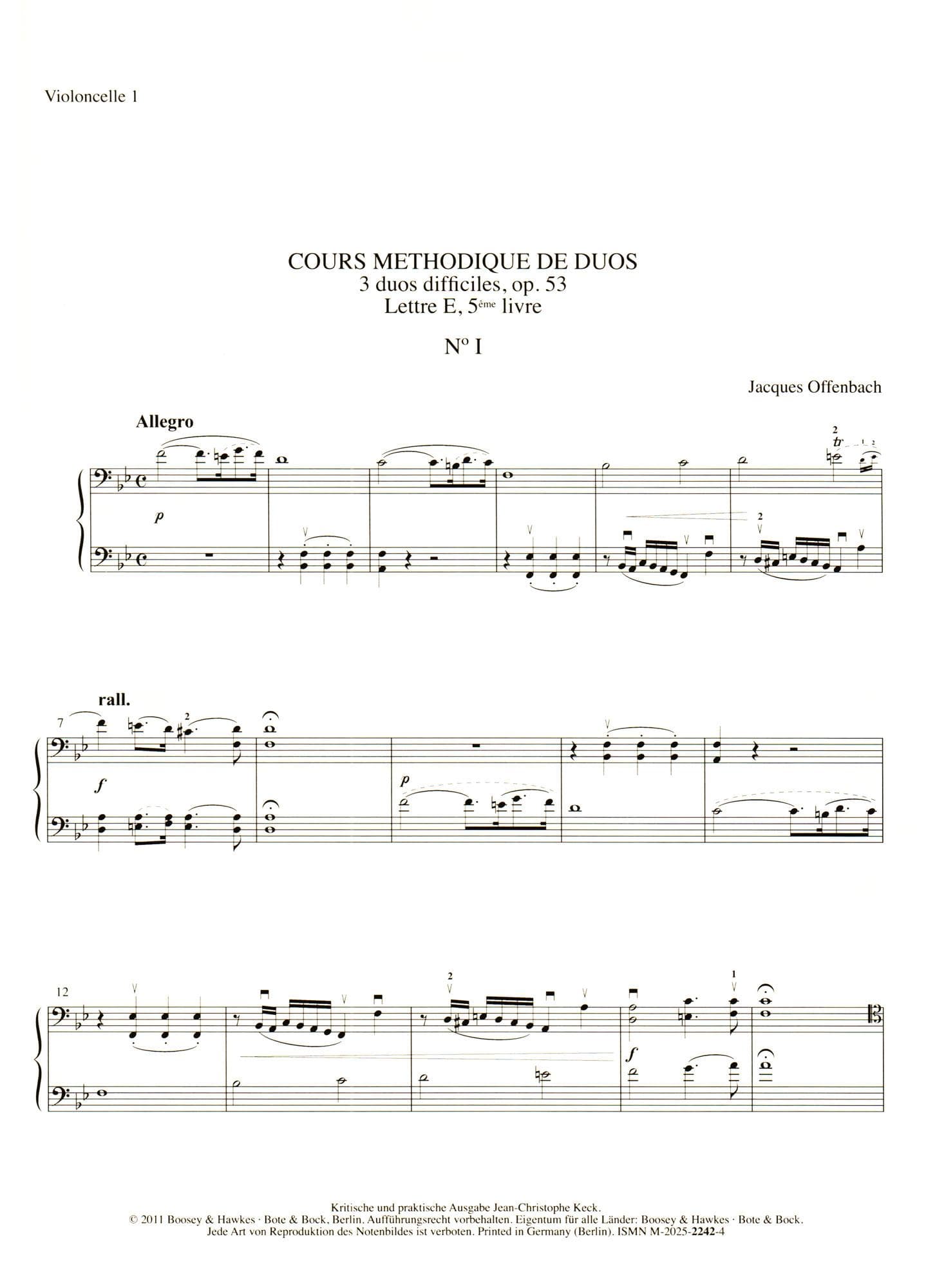 Offenbach, Jacques - Cours methodique de duos pour deux violoncelles, Vol. 5 - for Two Cellos, or Cello and CD - Edition Keck - Boosey & Hawkes