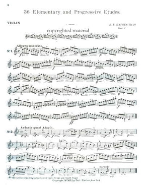 Kayser, Heinrich Ernst - 36 Elementary and Progressive Studies, Op 20, Book 1 - Violin - Carl Fischer