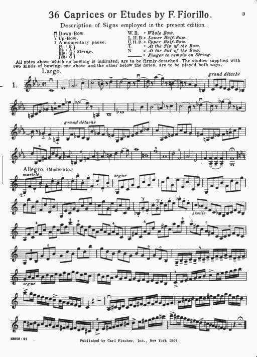 Fiorillo, Federigo - 36 Etudes or Caprices - Violin - edited by E Singer - Carl Fischer Edition