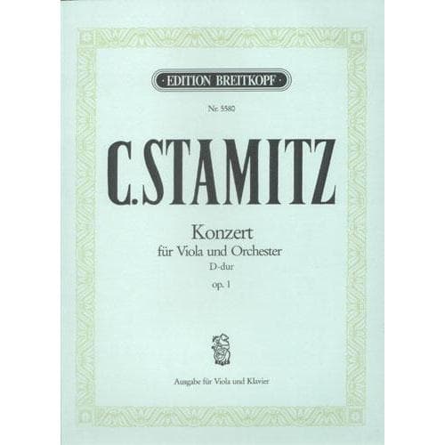 Stamitz-Concerto In D Major, Op 1 For Viola and Piano Edited by Klengel Published by Breitkopf and Haertel