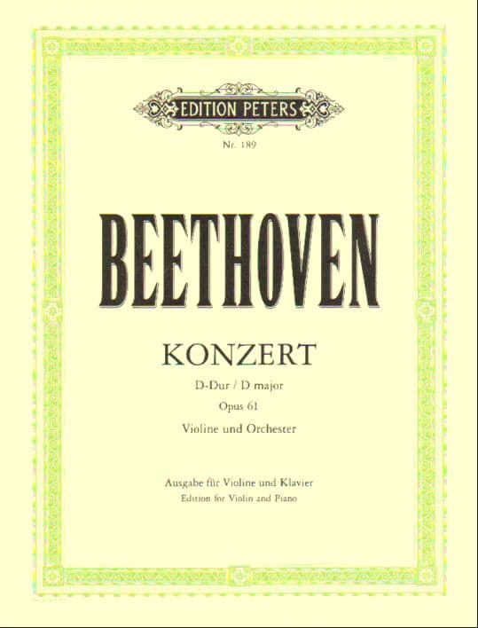 Beethoven, Ludwig - Concerto in D Major Op 61 for Violin and Piano - edited by Flesch - Peters Edition