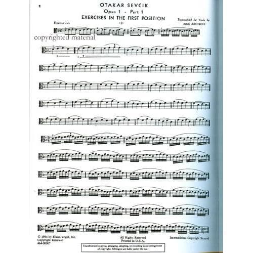 Sevcik, Otakar - School of Technics Op 1 - Part 1 For Viola Aranged by Aronoff Published by Elkan-Vogel, Inc