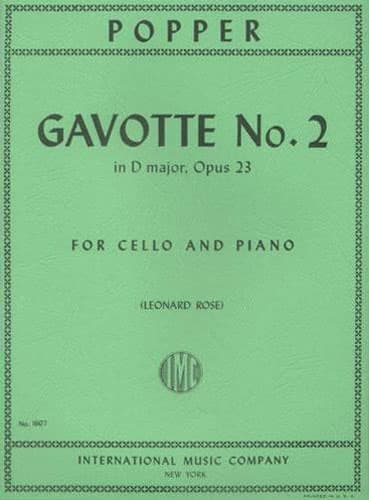Popper, David - Gavotte No 2 In D Major Op 23 - for Cello and Piano - edited by Leonard Rose - International Music Co
