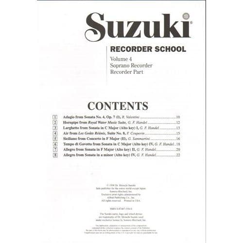 Suzuki Recorder School, Volume 4, Soprano