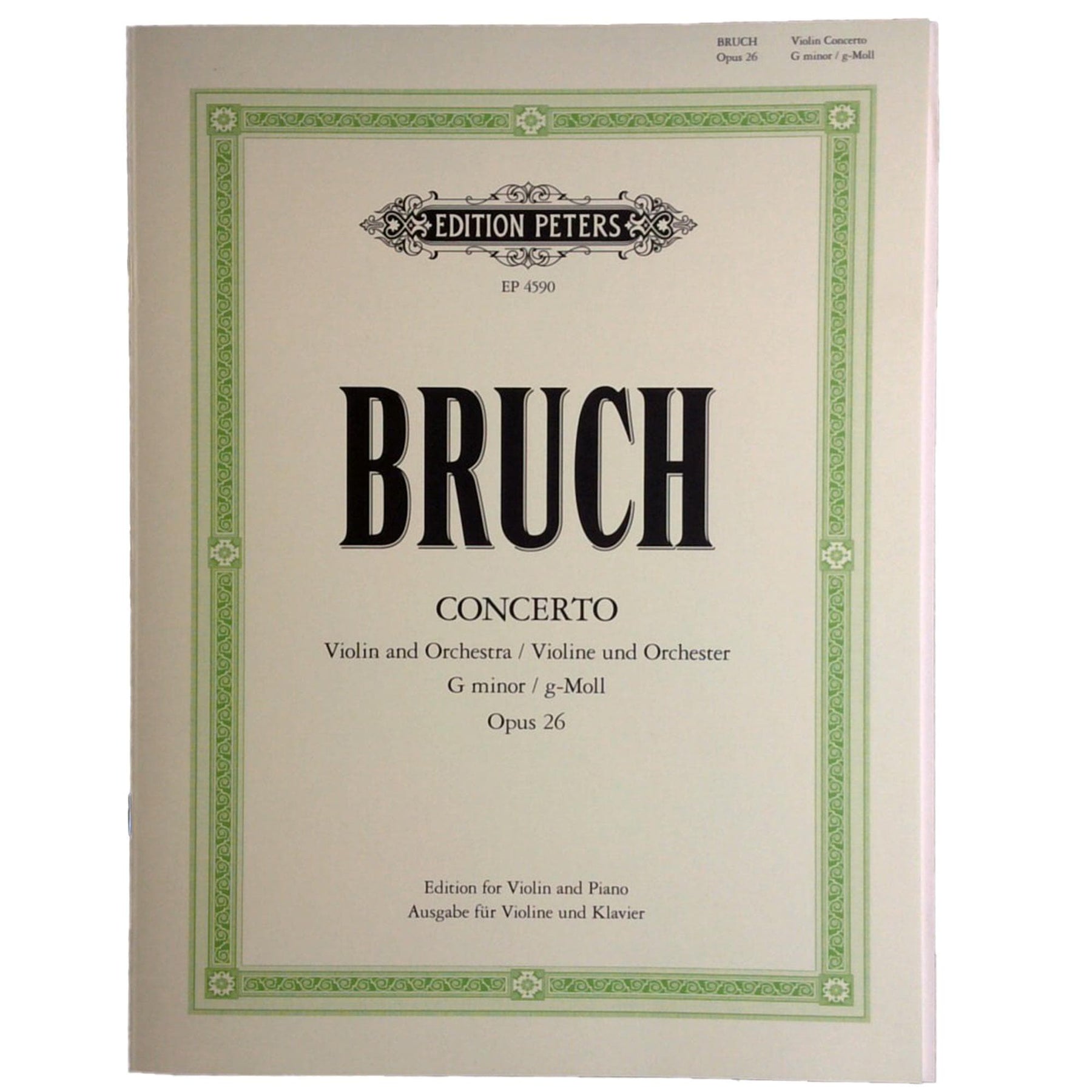 Bruch, Max - Concerto No 1 in G Minor, Op 26 - for Violin and Piano - arranged by Joseph Joachim - Peters