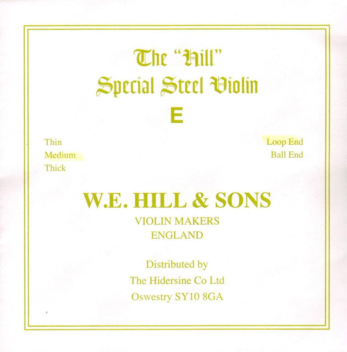 Hill & Sons Special Steel Violin E String