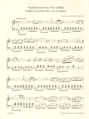 Violinkonzert Nr. 9 A-Moll Op. 104 - Spartito Per Violino E Pianoforte, Edizione Bärenreiter - Foto 2