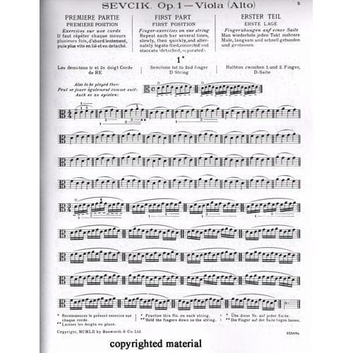 Sevcik, Otakar - School of Technics Op 1 - Part 1 For Viola Arranged by Tertis Published by Bosworth & Co