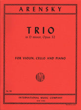 Arensky, Anton - Piano Trio No 1 in d minor, Op 32 for Violin, Cello and Piano - International Edition