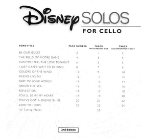 Disney Solos for Cello - Book and CD - Hal Leonard Publication