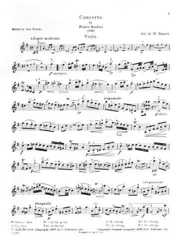 Nardini, Pietro - Concerto in E Minor - for Violin - edited by Sam Franko - G Schirmer