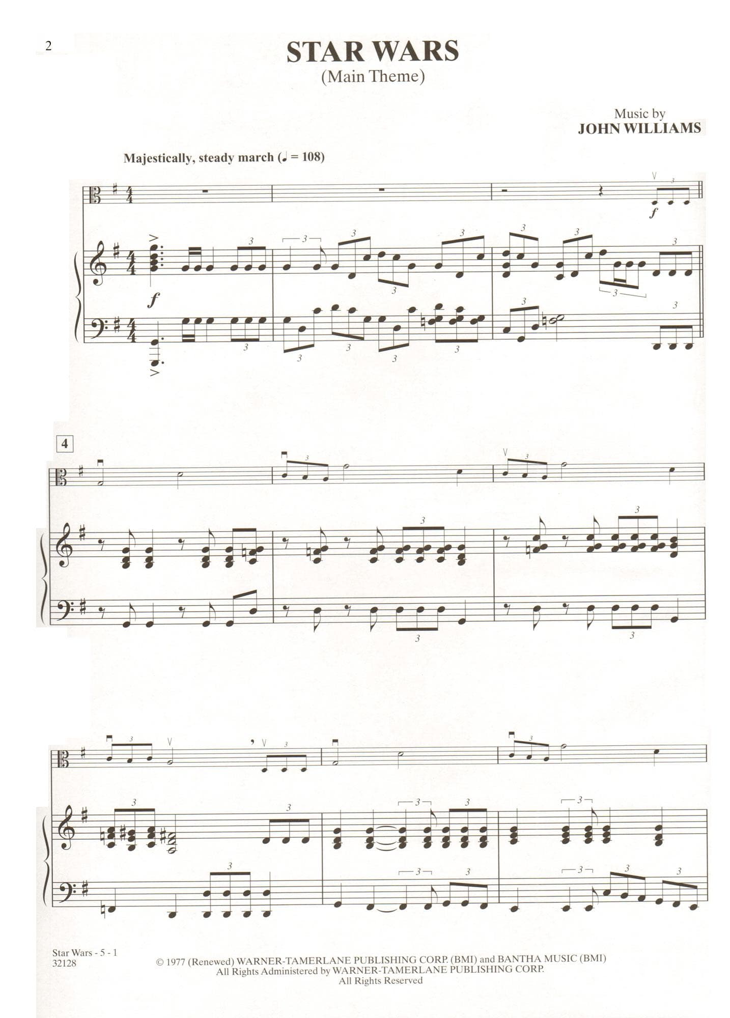 Williams, John - Star Wars, for Viola and Piano Book - Published by Alfred Music