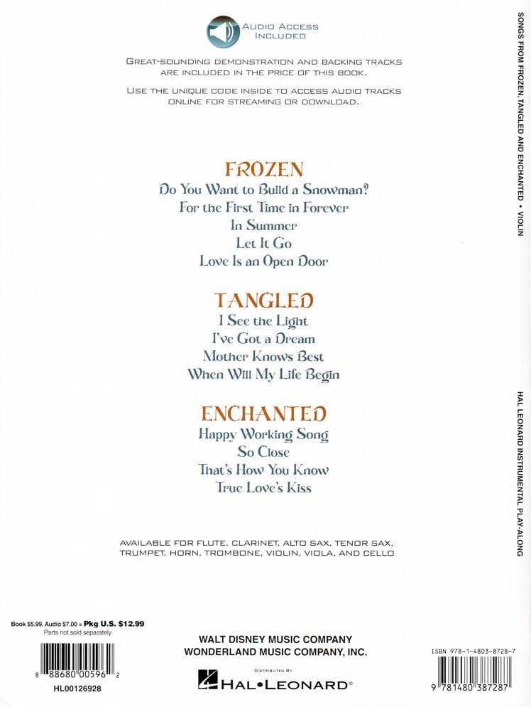 Songs from Frozen, Tangled, and Enchanted - for Violin - Hal Leonard