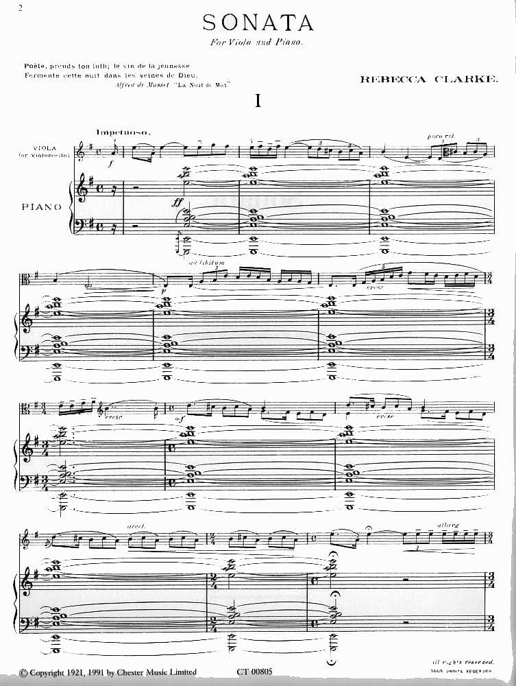 Clarke, Rebecca - Sonata For Viola and Piano (1919) - Chester Music Publication