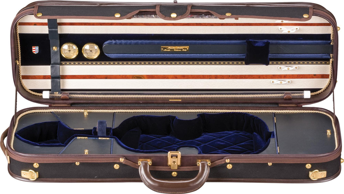 Musafia Master Series Aureum Violin Case Black Exterior Blue Interior